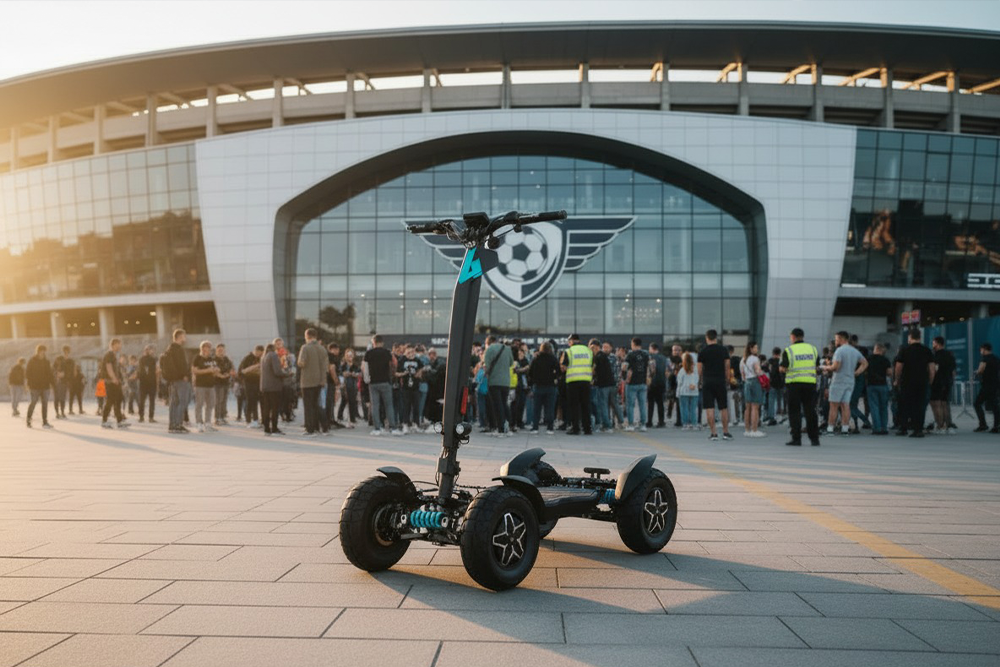 MIA FOUR four-wheeled electric stand-up scooter for stadium security patrol